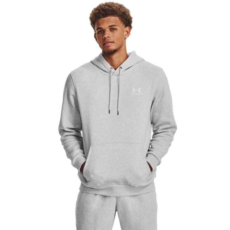 Mens UA Icon Fleece Hoodie - Halo Grey/White