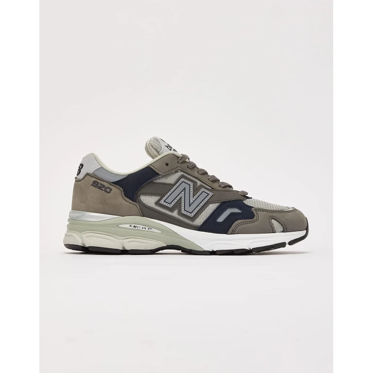 920 Made in England 'Grey Navy' Men's Sneakers - Grey/Navy/White Suede