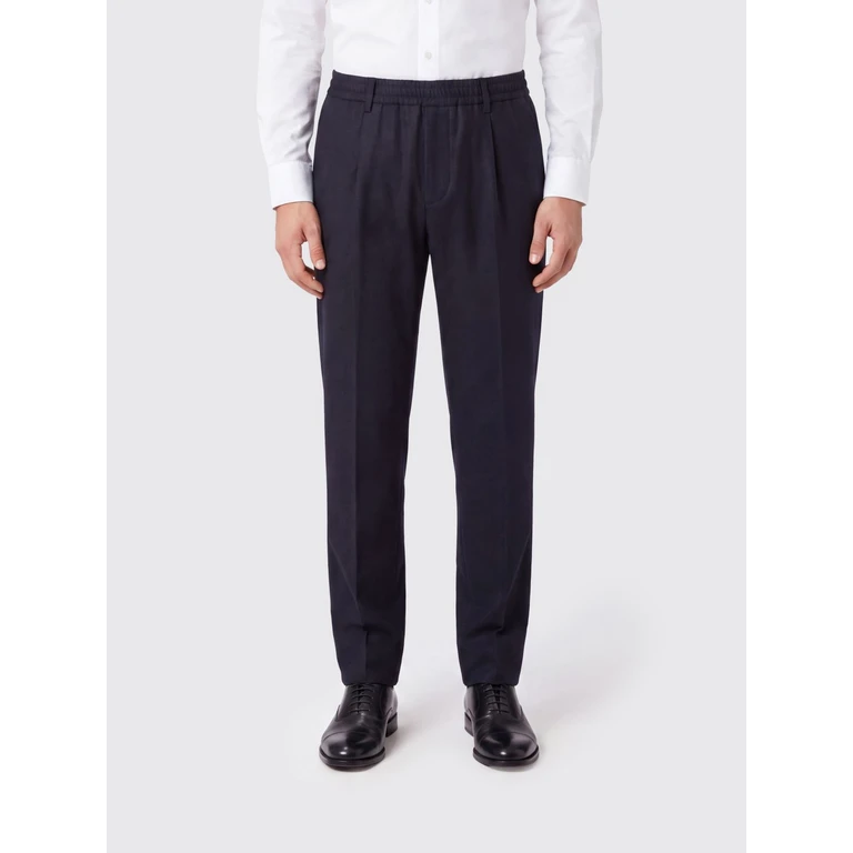 Straight Fit Wool and Cashmere Trousers with Elasticated Waist (N75PANN15TES0H02711)