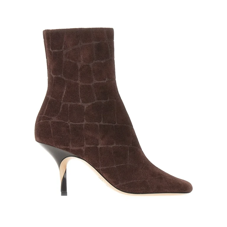 Croco-embossed leather ankle boots Woman 36
