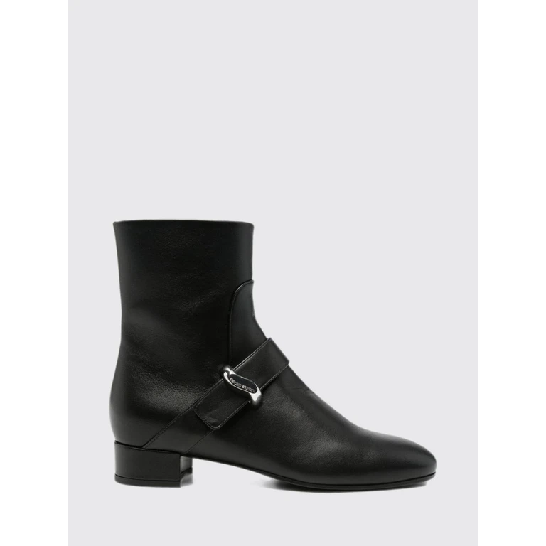 Botas de cano curto Emporio Armani em couro de cordeiro com tiras decorativas