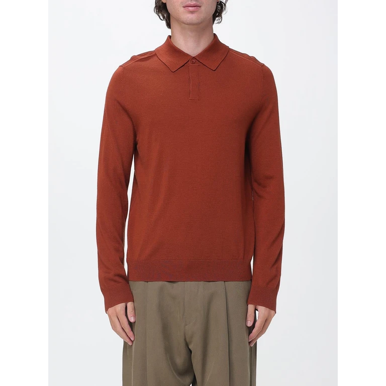 Long-Sleeved Slim Fit Merino Wool Knit Polo Shirt (M1R973ZW0315419)