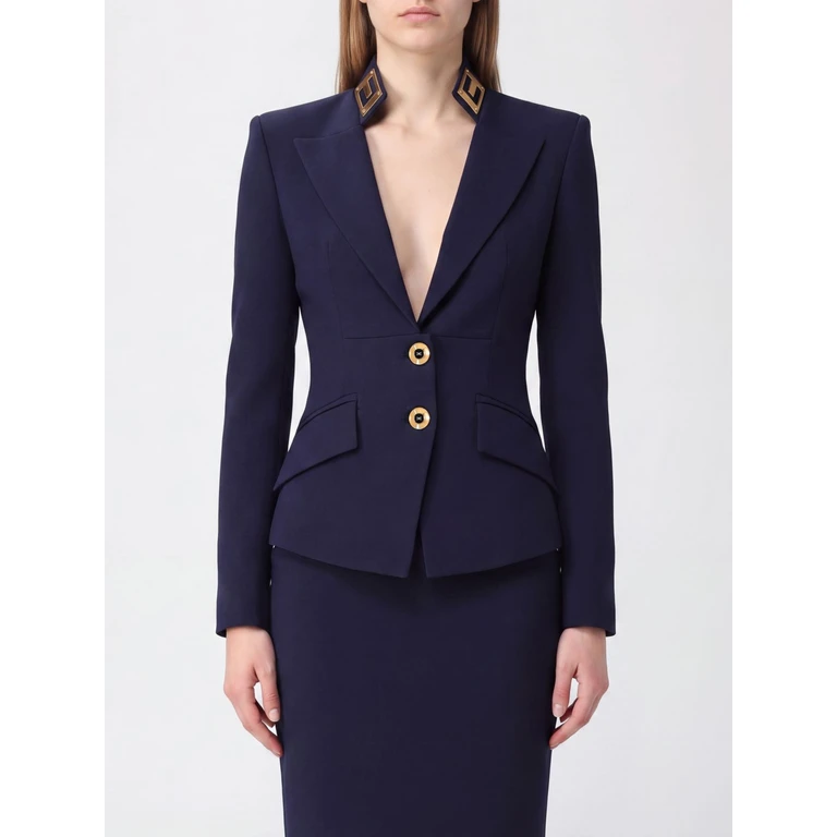 Single-Breasted Crêpe Blazer with Slim Fit and Padded Shoulders (GI24966E2B75)