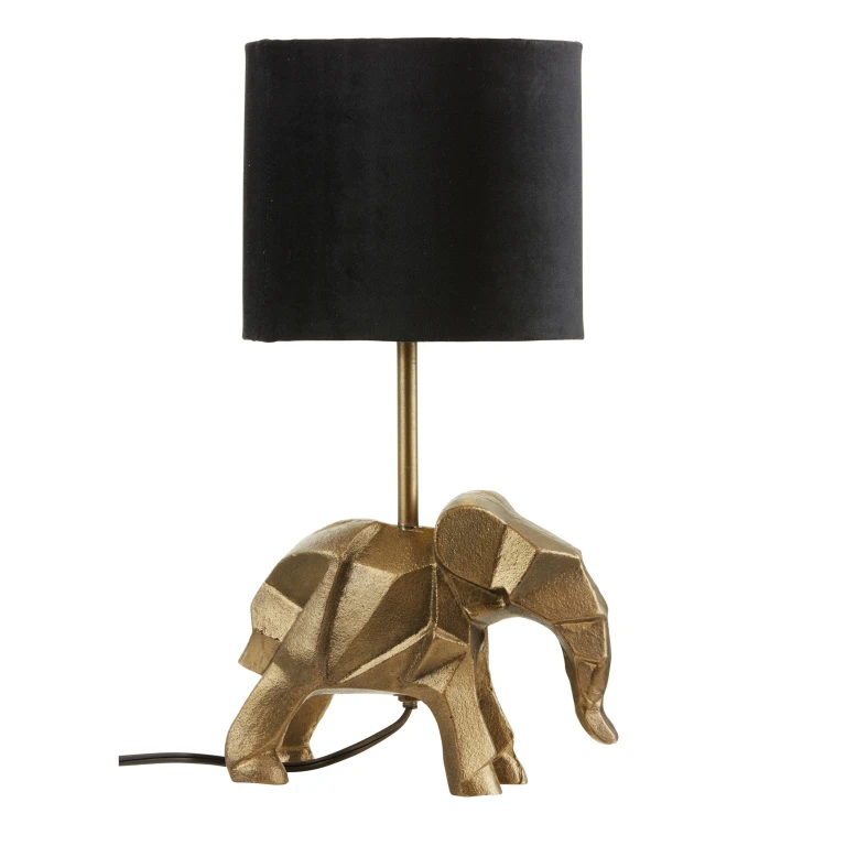 15.5'' H Black Drum Shade with Novelty Elephant Base Table Lamp
