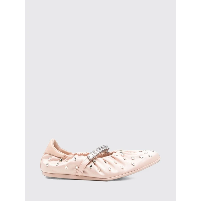 JIMMY CHOO Ballet Flat Woman color Pink (JADEBALLERINAQEPMACARON/CRYSTAL)