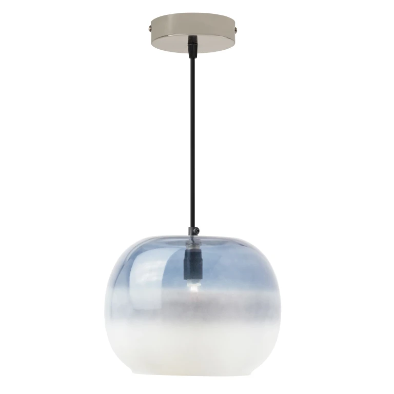 9.8" W Danielle Glam Blue/White Globe Shade Pendant