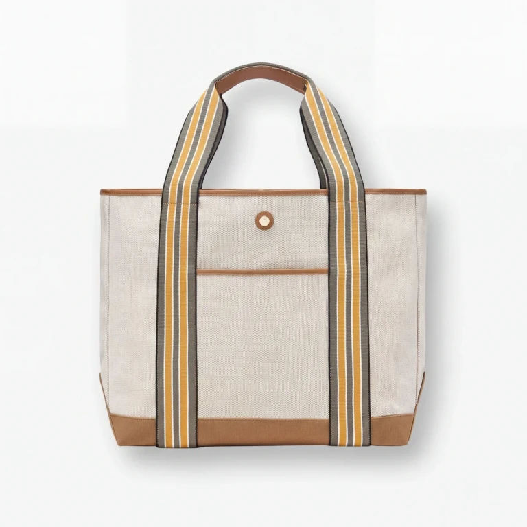 Small Cabana Tote Bag Shandy Ecocraft Canvas Vegan Leather Carryall