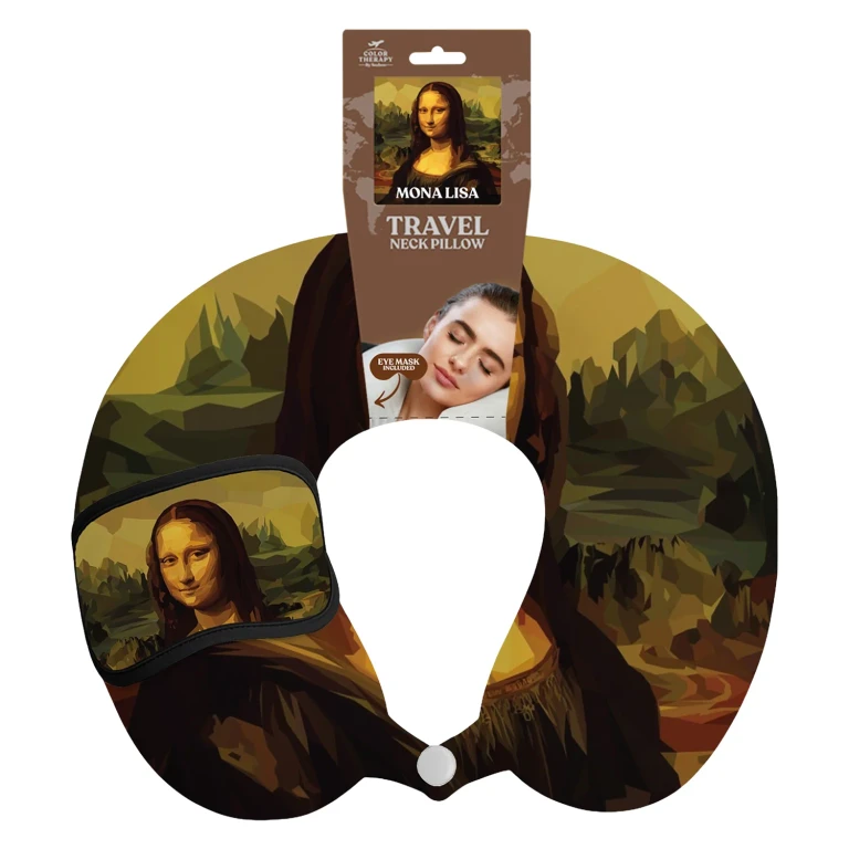 Neck Pillow with Sleep Eye Mask - Mona Lisa