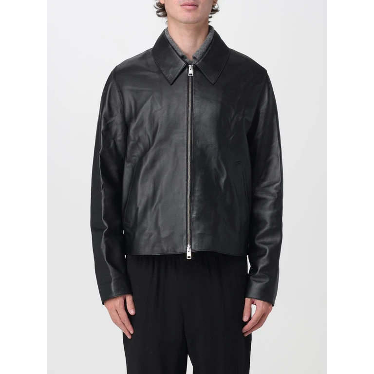 Smooth Lambskin Leather Jacket with Zip Closure and Classic Collar (HJK954LH0068001)