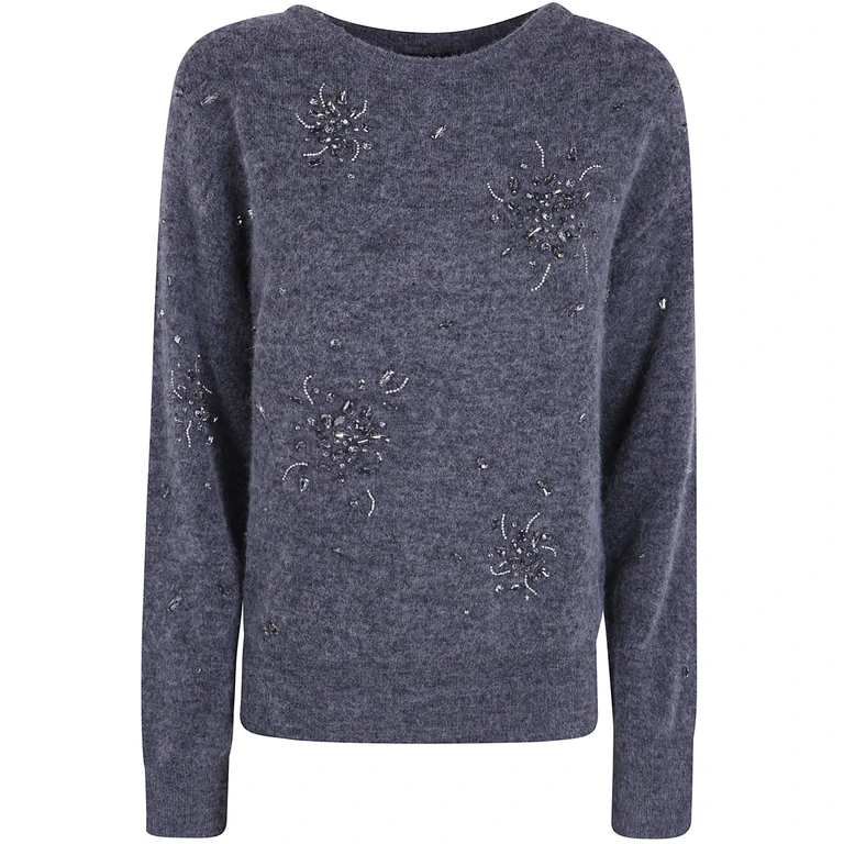 Boat Neck Sweater "Boat Neck Sweater With Appliques"