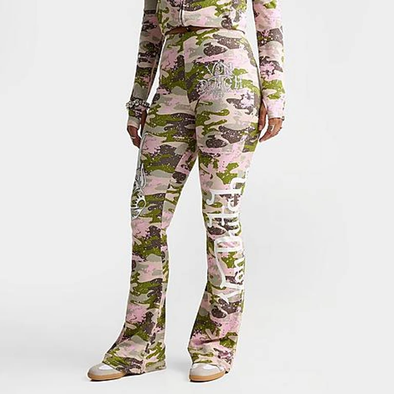 Women's Camo Print Mid-Rise Flared Leggings in Camo/Multi Size: Small