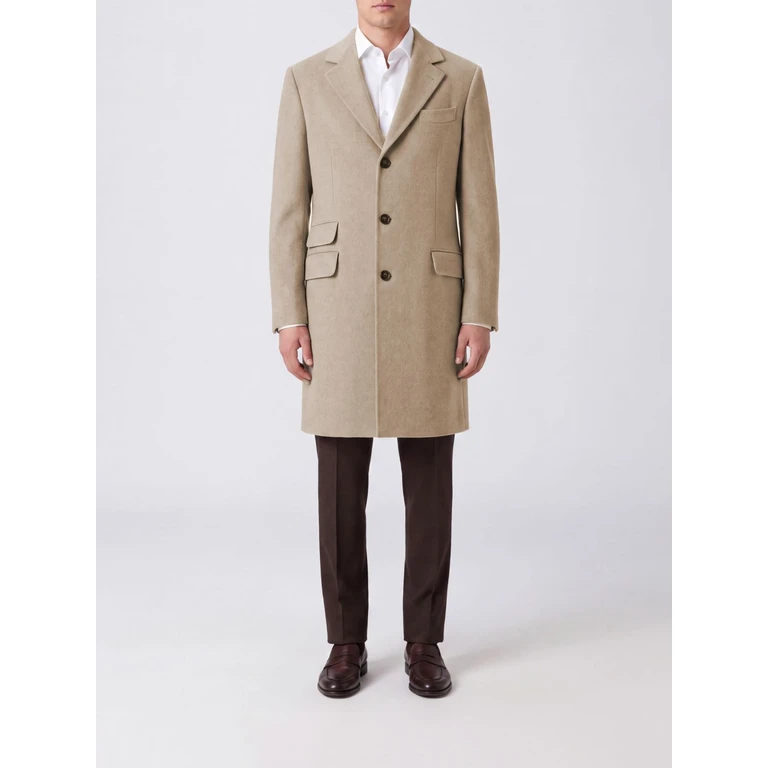Single-Breasted Pure Cashmere Coat with Notch Lapels (MV4679039CEE46)