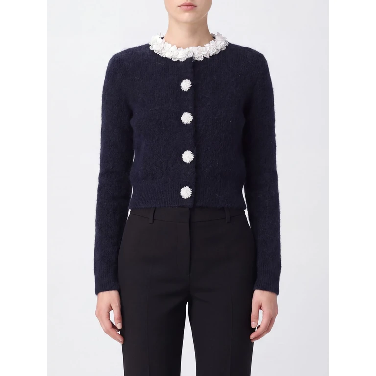 Ruffled Alpaca-Blend Cardigan with Jewel Buttons (AW26176TNNAVY)