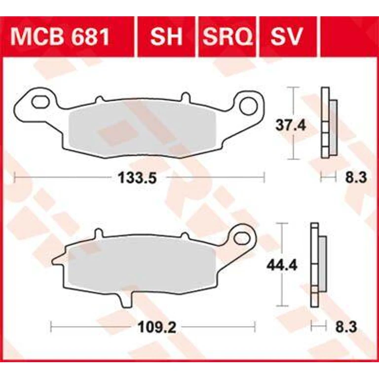 MCB681SH - TRW SH Series Sintered Rear Brake Pads For Kawasaki VN 1500 1999-2003 Rear