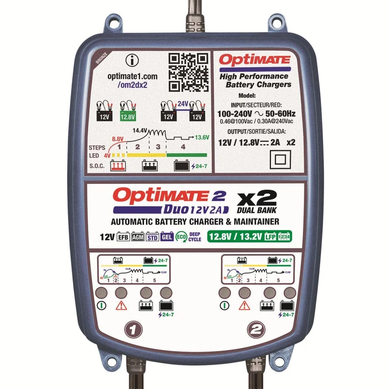 TM570 - TecMate Optimate 2 Duo X 2 Bank Battery Charger