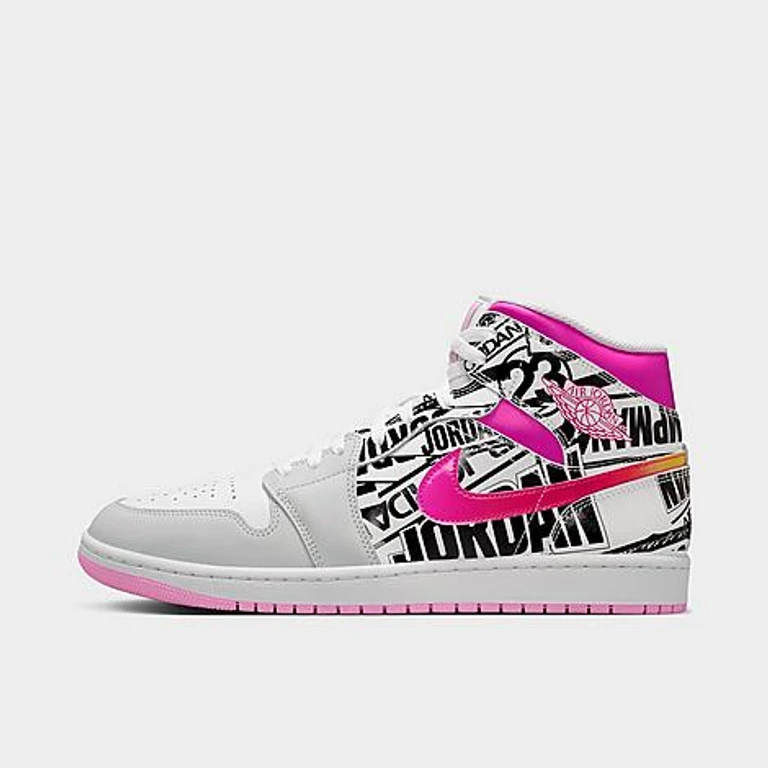 Air Retro 1 Mid SE Casual Shoes in Off White/University Red/Fire Pink Size: 7.0
