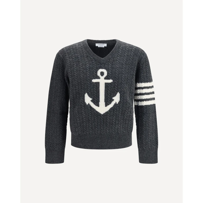 4-Bar merino wool Sweater with Anchor motif Male 4