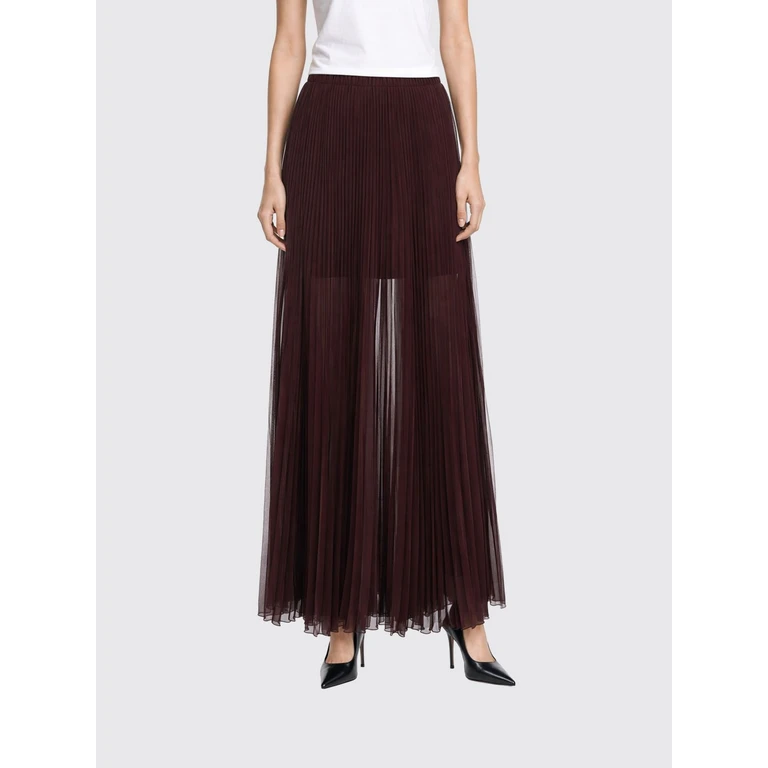 Pleated Chiffon Long Skirt with Elasticated High Waist (8G0202A3ZQB887)
