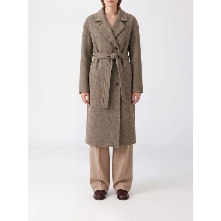 Chevron Wool Double-Breasted Belted Coat (MG5669766C005)