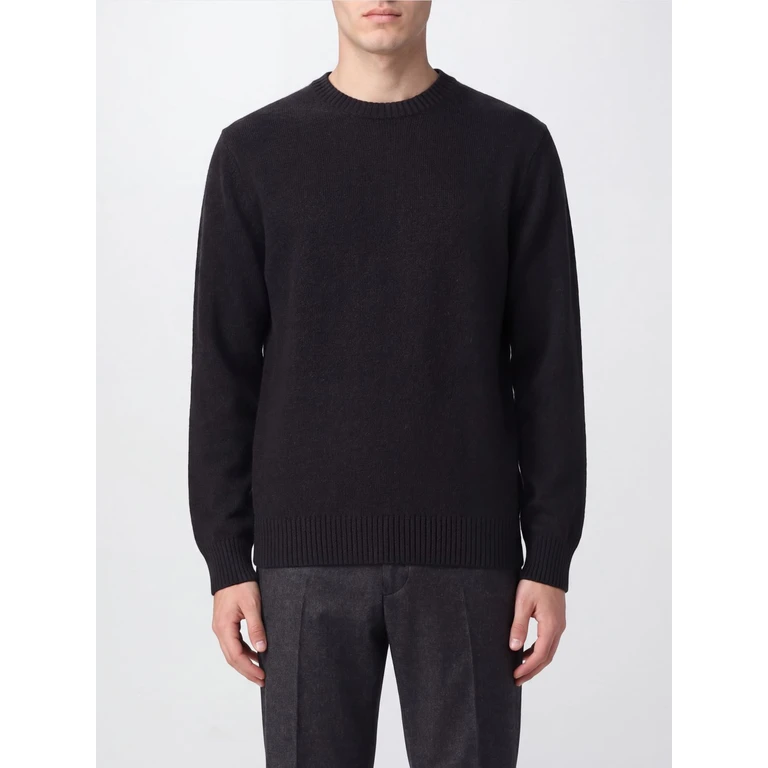 Wool and Cashmere Blend Crewneck Sweater with Ribbed Trims (410001705)