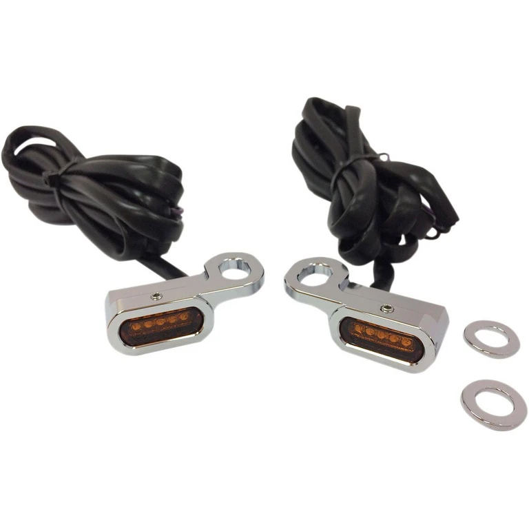 L22-0229CAENU - Drag Specialties LED Handlebar Marker Lights For Harley Davidson FLHTCU 1690 2014-2016 Chrome Amber