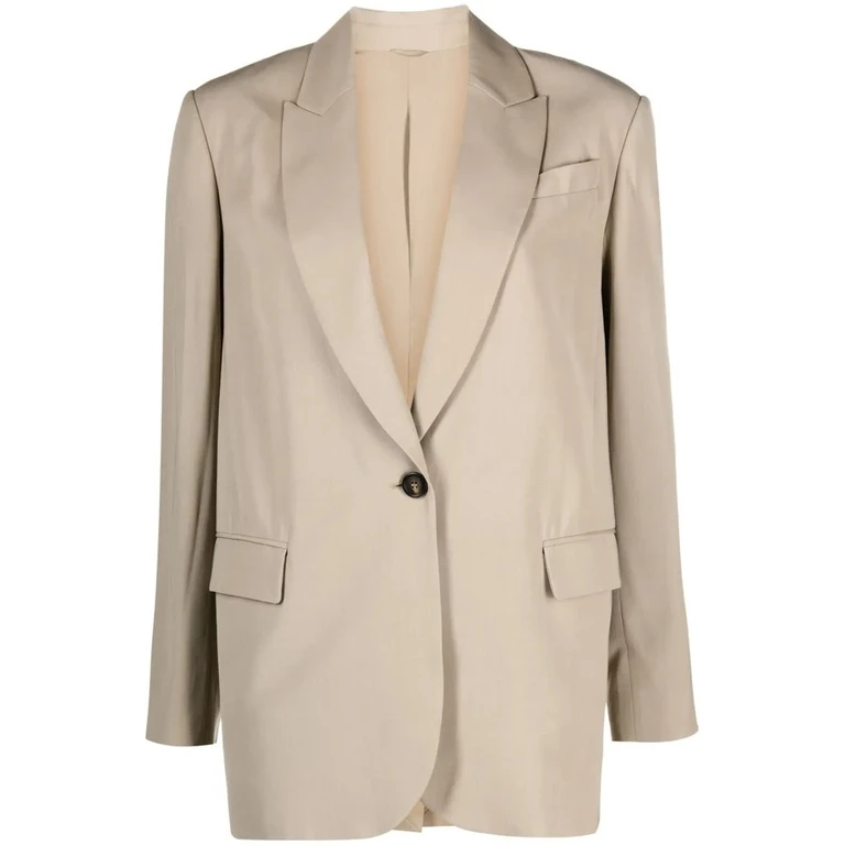 Womens Beige Single Button Blazer
