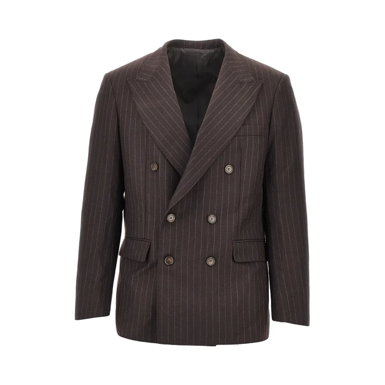 Pinstriped wool-blend double-breasted jacket Man 48