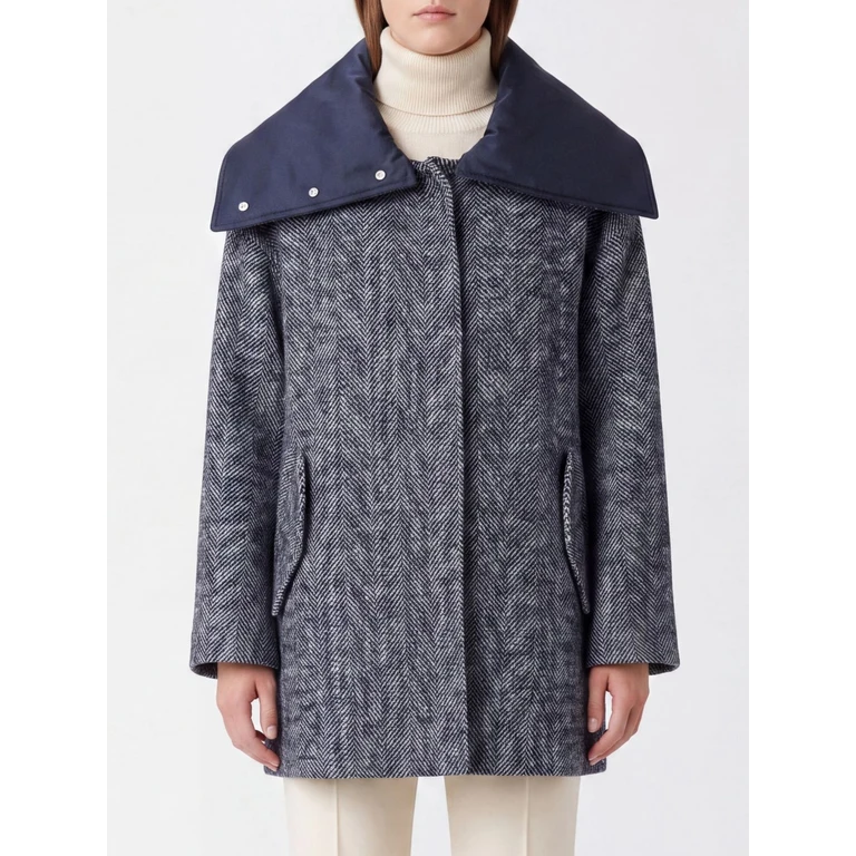 N° 21 Oversized Single-Breasted Chevron Wool-Blend Short Coat (O0123166R191)