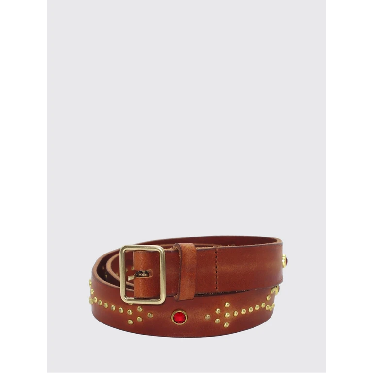 Dark Brown Leather Belt with Embroidery and a Tooled Buckle (26SHTCI007TMORO)