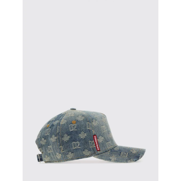 baseballpet van blauw katoenen denim met jacquard monogram