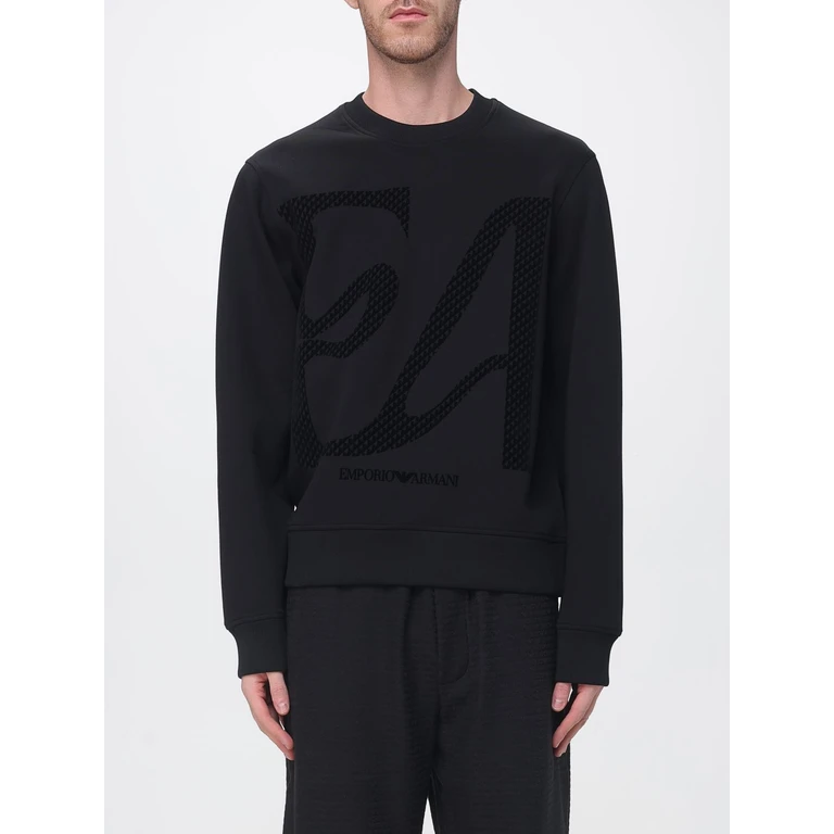 High Neck Cotton Blend Zip-Up Sweatshirt with Eagle Logo (EM006841AF10013MC722)