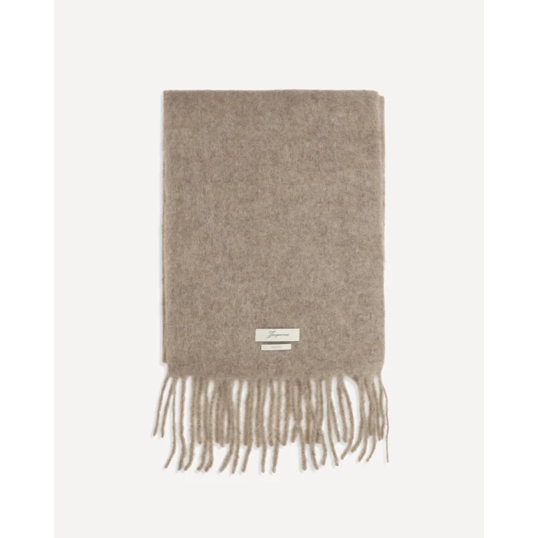 Alpaca and Mohair Wool Blend Scarf with Fringed Hem and Logo (ACU00572DOT4032193)