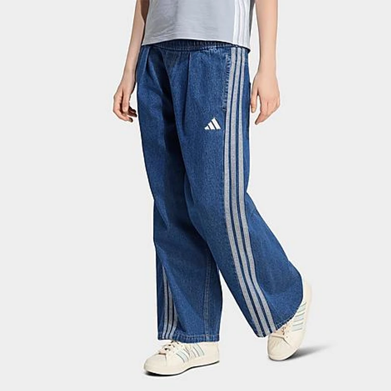 adidas Women's Originals Stadium Washed Loose Denim Pants in Preloved Ink Size: XXS