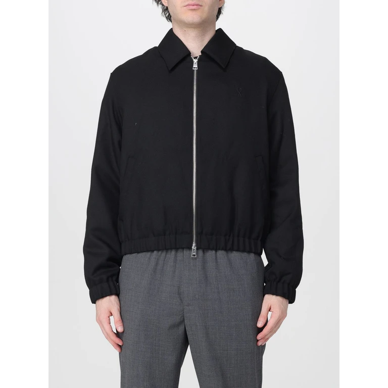 AMI PARIS Wool Shirt Jacket with Zip Closure and an Elasticated Hem (HJK830WV0216001)