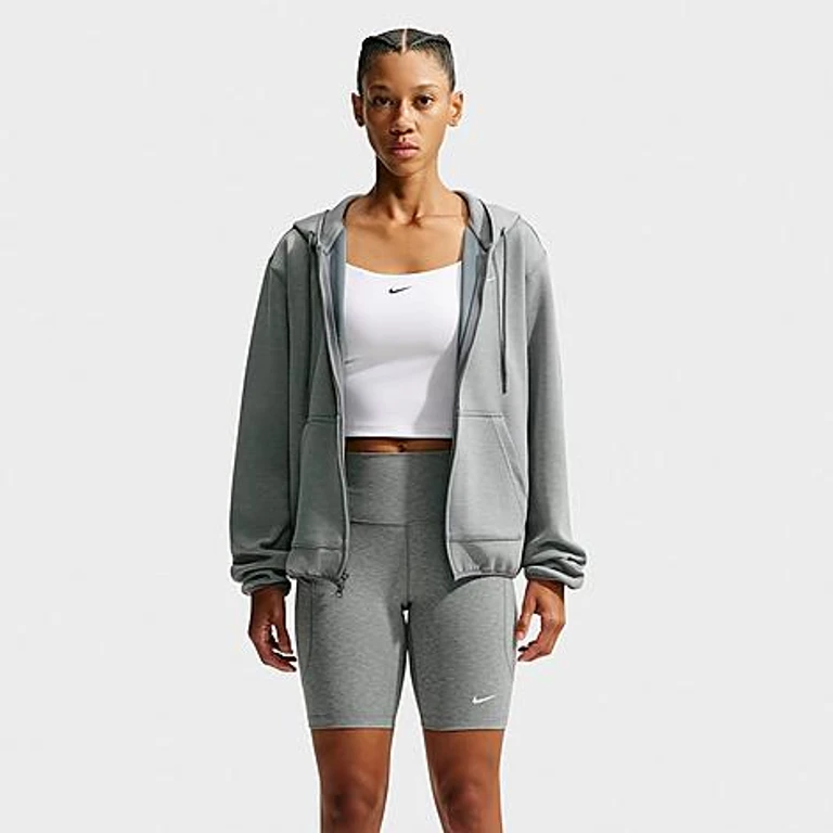 Studio Fleece Sport Dri-FIT フルジップ フーディ スモークグレー/ヘザー/ホワイト