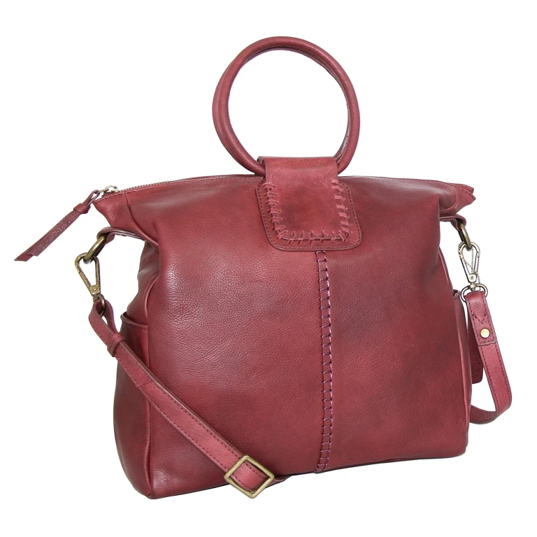 Tonya's Ring Leather Tote - Merlot