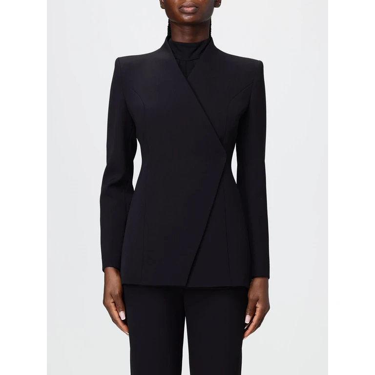 Cropped Double-Breasted Blazer with Concealed Fastening (HJ13074723NERO)