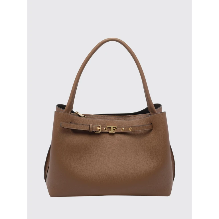 TOD'S Grained Calf Leather Shoulder Bag with T Timeless Logo and Hook Closure (XBWTIMJ0200WKAS600)