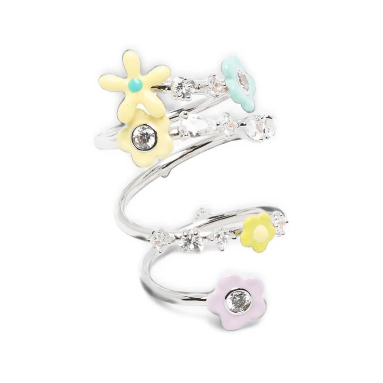 Ring Flower Gemstone Spiral