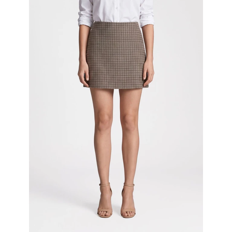 PAROSH P. A.R. O.S. H. High-Waisted Houndstooth Wool Pencil Mini Skirt (D630451LAURIE804)
