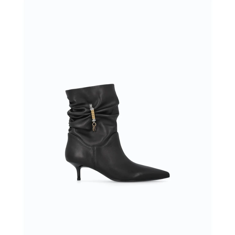 Bottines en cuir nappa à tige froncée et logo - 35