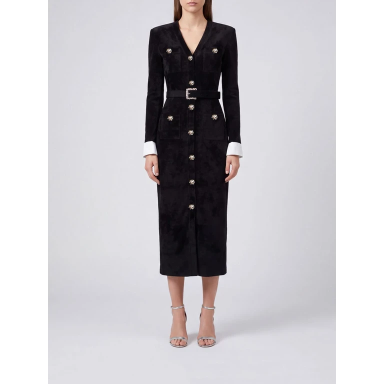 Robe midi en velours noir