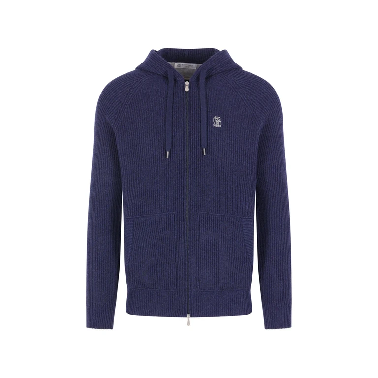 Ribbed-knit Zip-up Hoodie