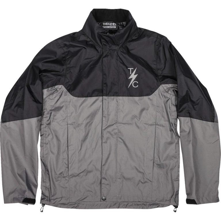 TMJ-11-09 - Thrashin Supply Co Mission Waterproof Rain Jacket Medium - Black/Grey