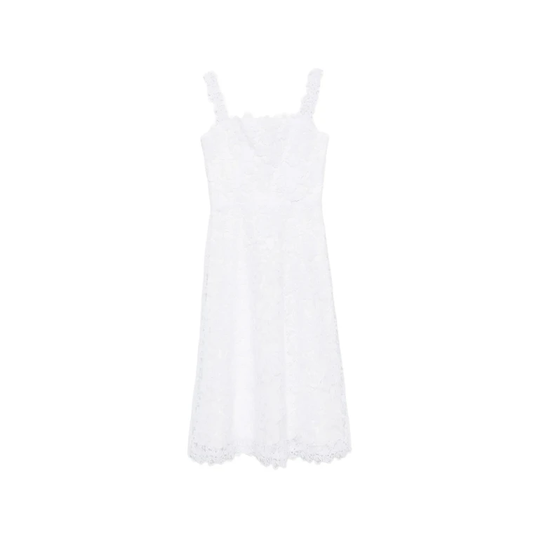 Guipure Lace Flared Midi Dress