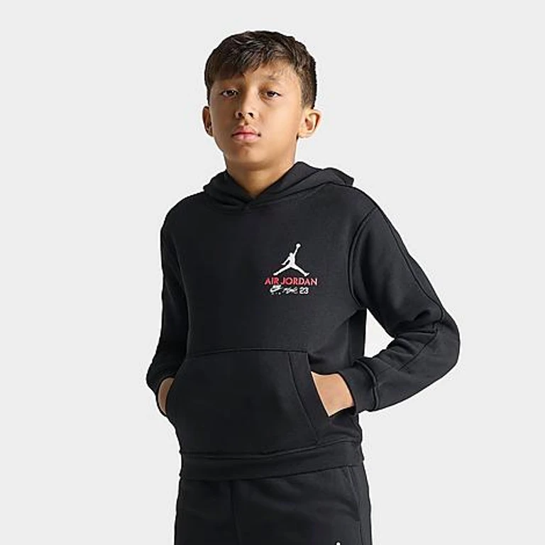Jordan Big Kids MJ Quality Graphic Pullover Hoodie in Black Size: Small