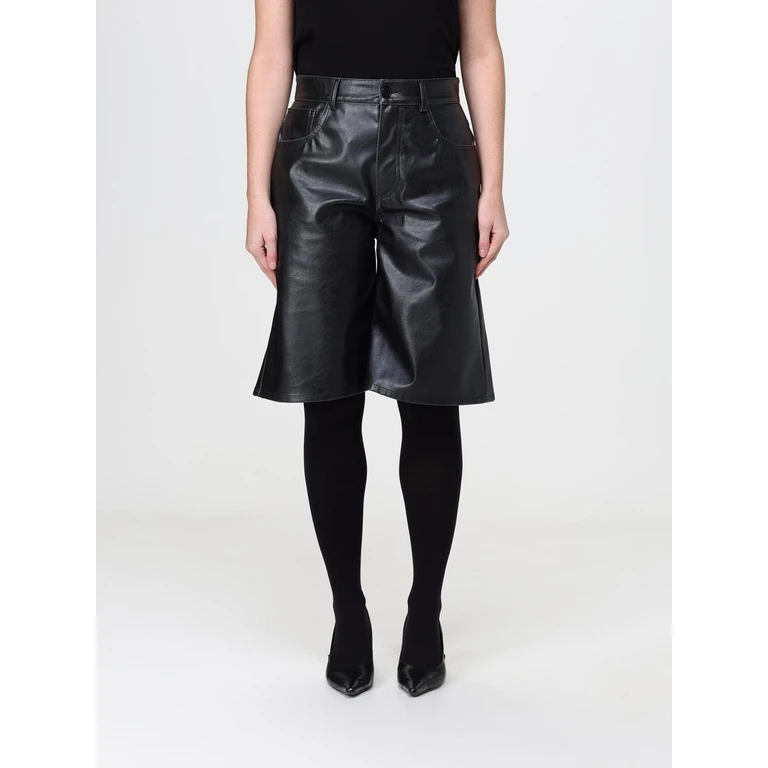 High-Waisted Knee-Length Faux Leather Shorts (S52MU0143M35455900)