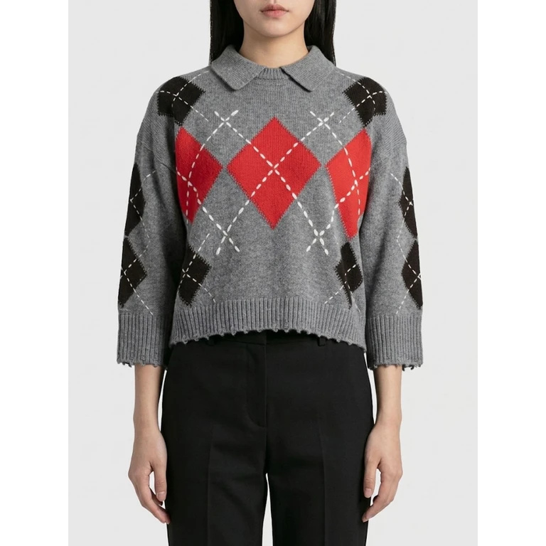 Argyle Wool and Cashmere Long-Sleeved Polo Jumper (107286A3IEIL1)