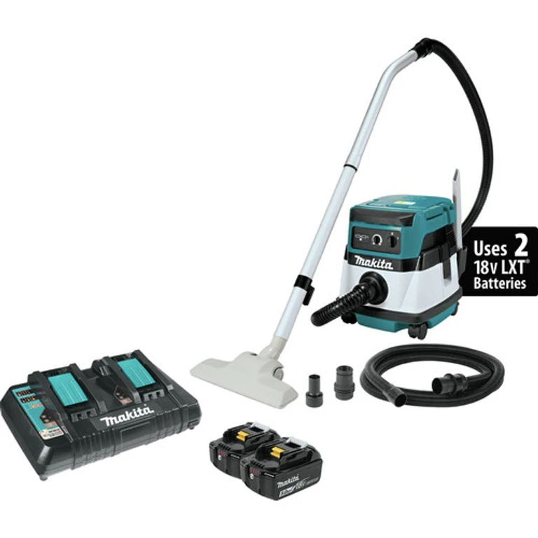 XCV04PT 18V X2 (36V) LXT Brushless Lithium-Ion 2.1 Gallon Cordless/Corded HEPA FIlter Dry Dust Extractor/Vacuum Kit with 2 Batteries (5 Ah)