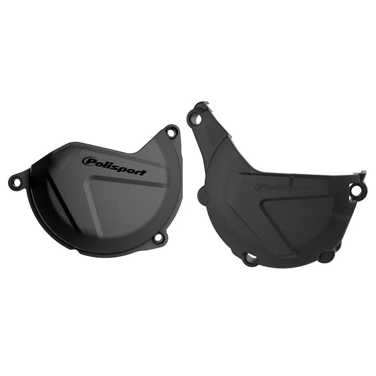 90988 - Polisport Clutch & Ignition Cover Protectors For KTM EXC-F 450/500 2013-2016, Husqvarna FE 450/501 2014-2016 Black